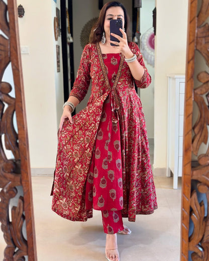 Stylish Straight Kurti With Pant And Dupatta Set
